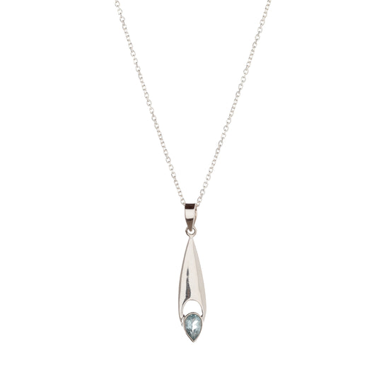 Sterling Silver Blue Topaz Pendant Necklace