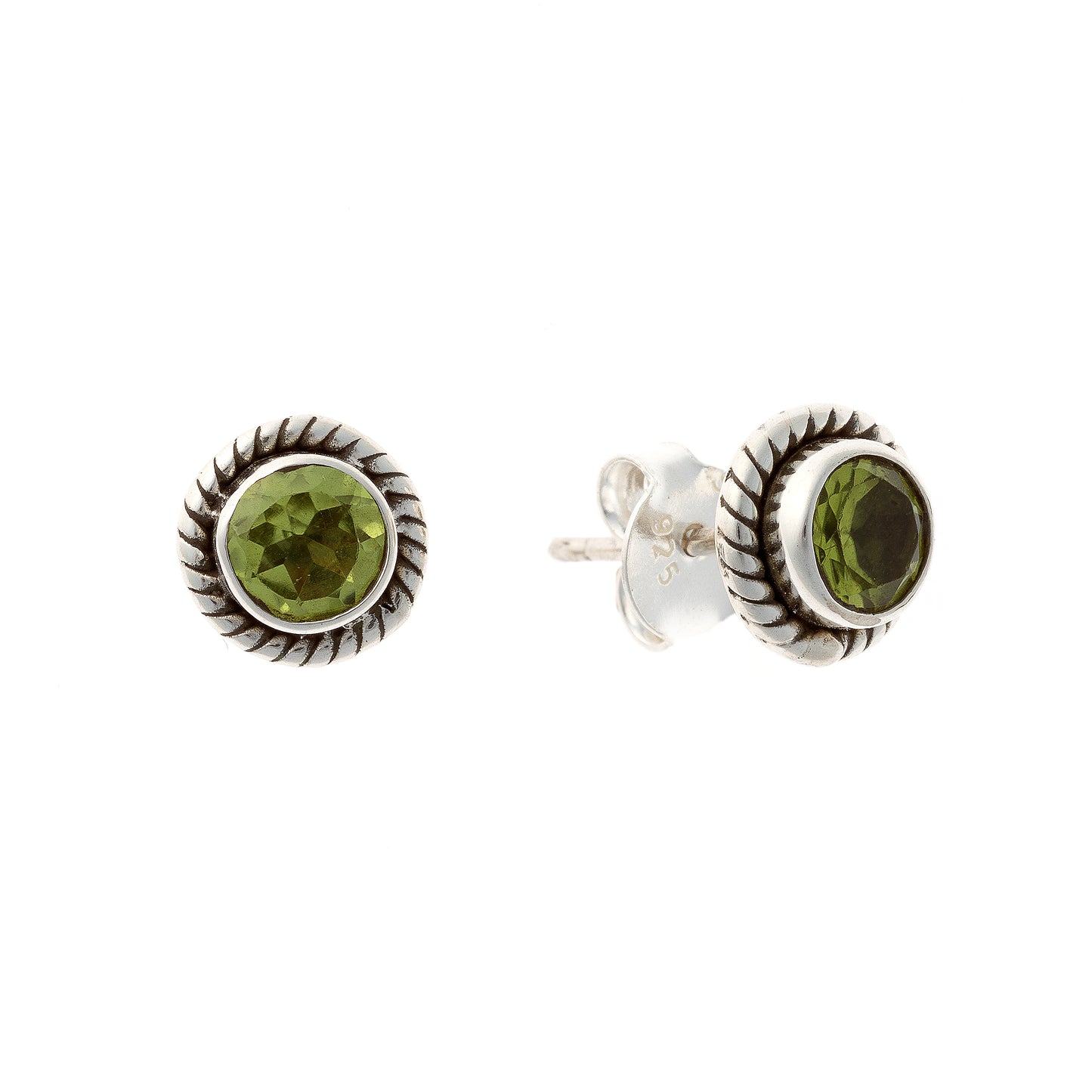 Sterling Silver Round Peridot Studs