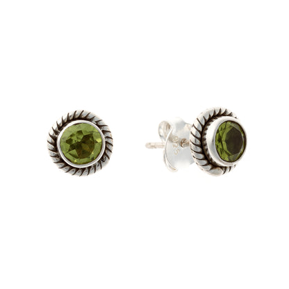 Sterling Silver Round Peridot Studs