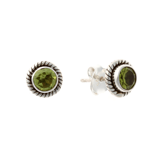 Sterling Silver Round Peridot Studs