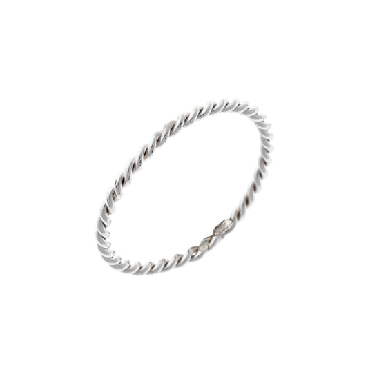 Sterling Silver Rhodium Plated 1 mm Braided Ring