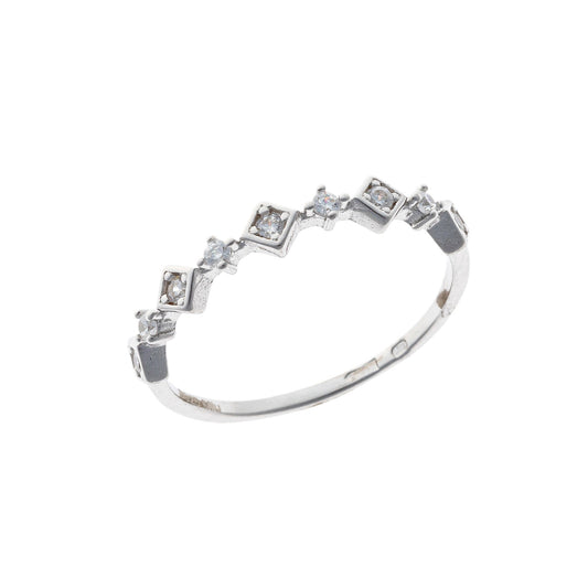 Sterling Silver Rhodium Plated CZ Rhombus Ring
