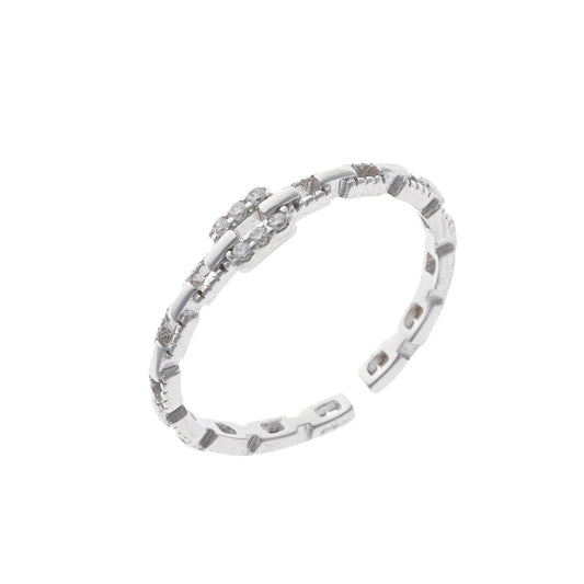 Sterling Silver Rhodium Plated CZ Ring