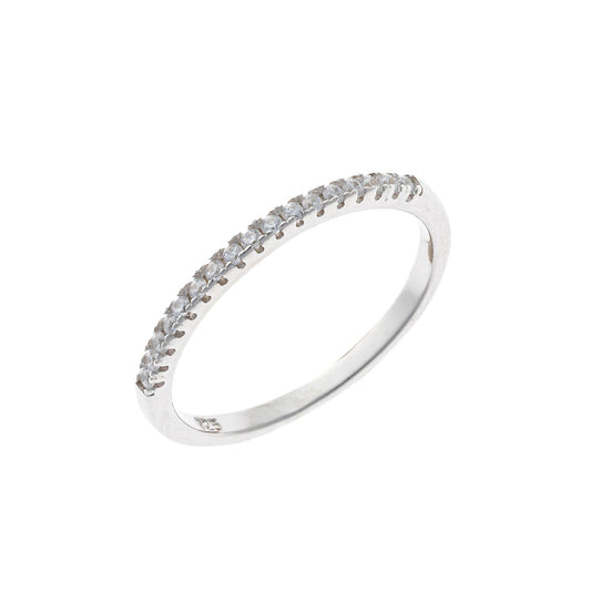 Sterling Silver Rhodium Plated 1.5 mm CZ Band Ring