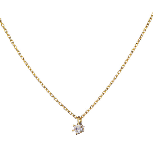 Sterling Silver Gold Plated CZ Necklace
