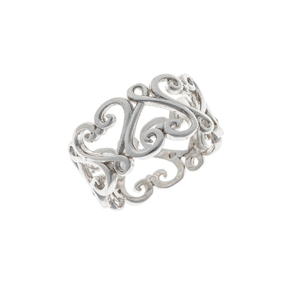 Sidabrinis rodžiuotas ornamentuotas žiedas