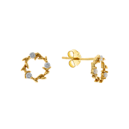 Sterling Silver Rhodium Plated Round Studs with CZ