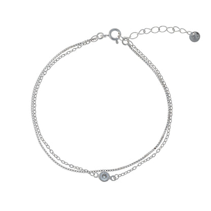 Sidabrinė rodžiuota dviejų gijų apyrankė su cirkoniu