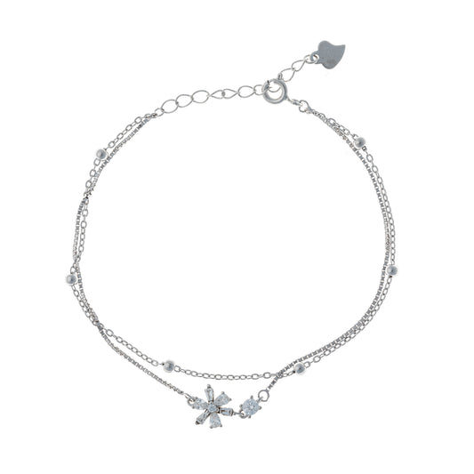 Sidabrinė dviejų gijų apyrankė su cirkoniais "Gėlyte"