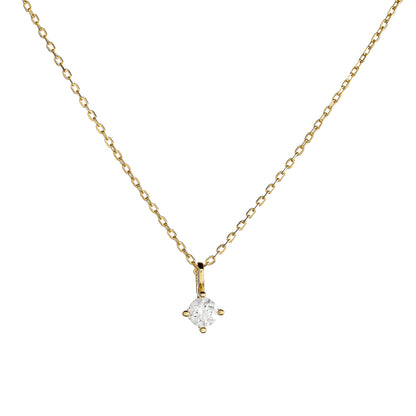 Sidabrinis auksuotas pakabukas su apvaliu cirkoniu ir grandinėle