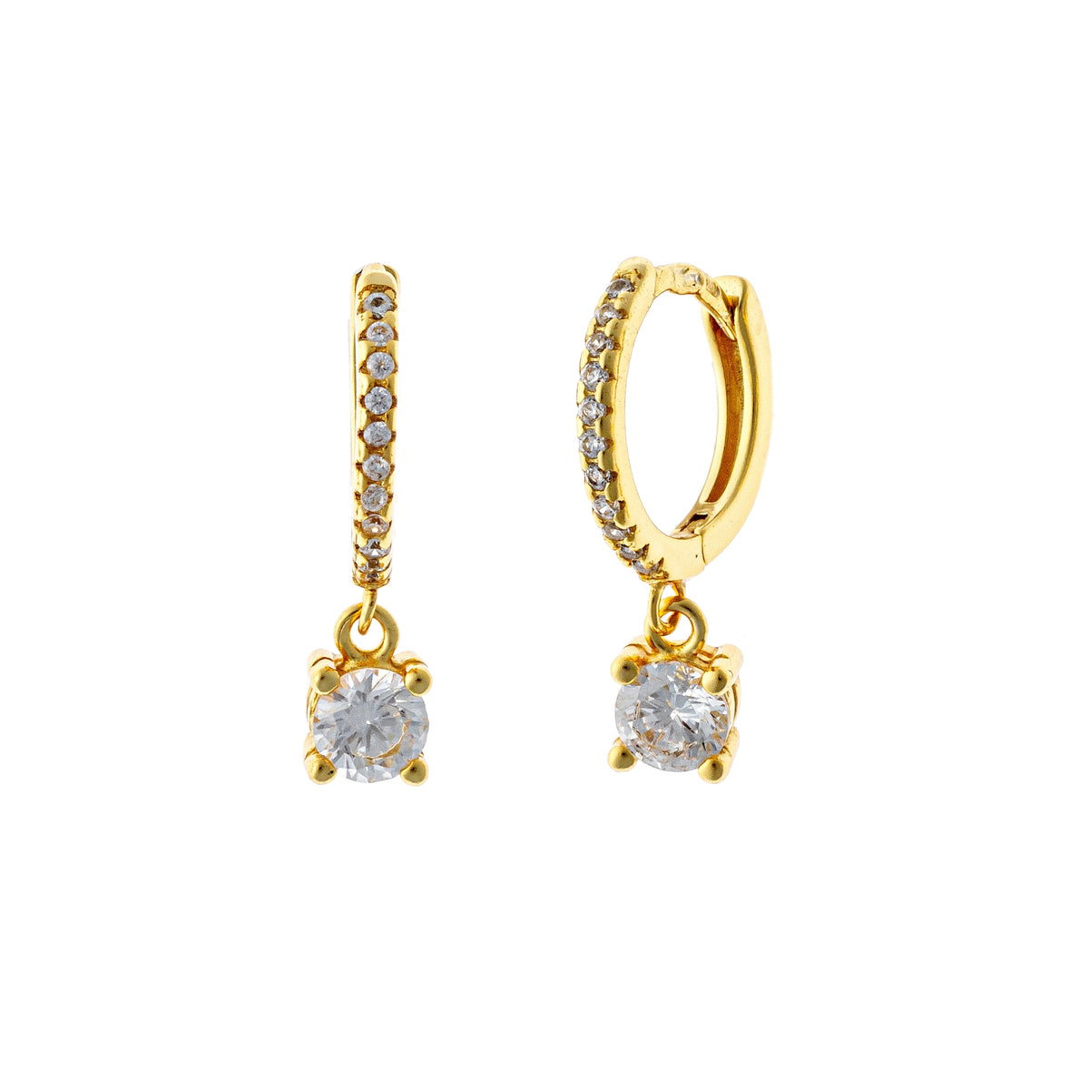 Sterling Silver Rhodium Plated Hoops with Charms
