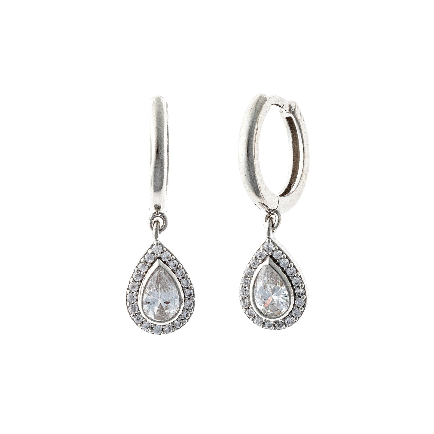 Sterling Silver Rhodium Plated Hoops with Charms