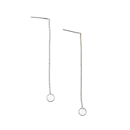 Sterling Silver CZ Chain Drop Earrings