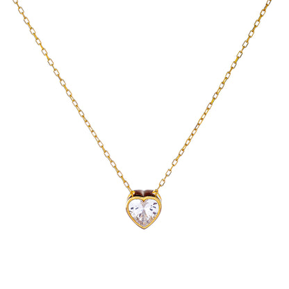 Sterling Silver Gold Plated CZ Heart Necklace