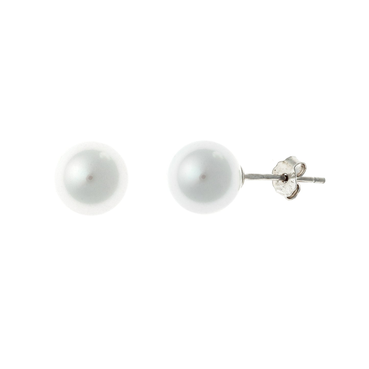 Sterling Silver Rhodium Plated 5 - 10 mm Pearl Studs