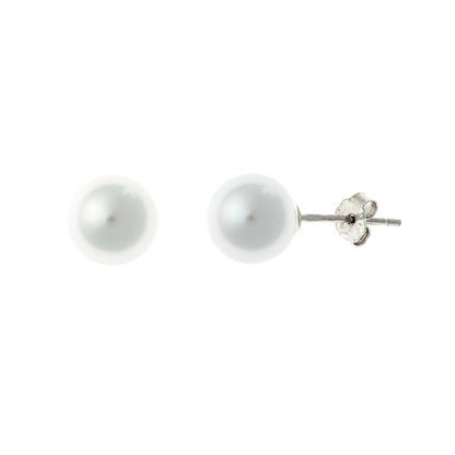 Sterling Silver Rhodium Plated 5 - 10 mm Pearl Studs