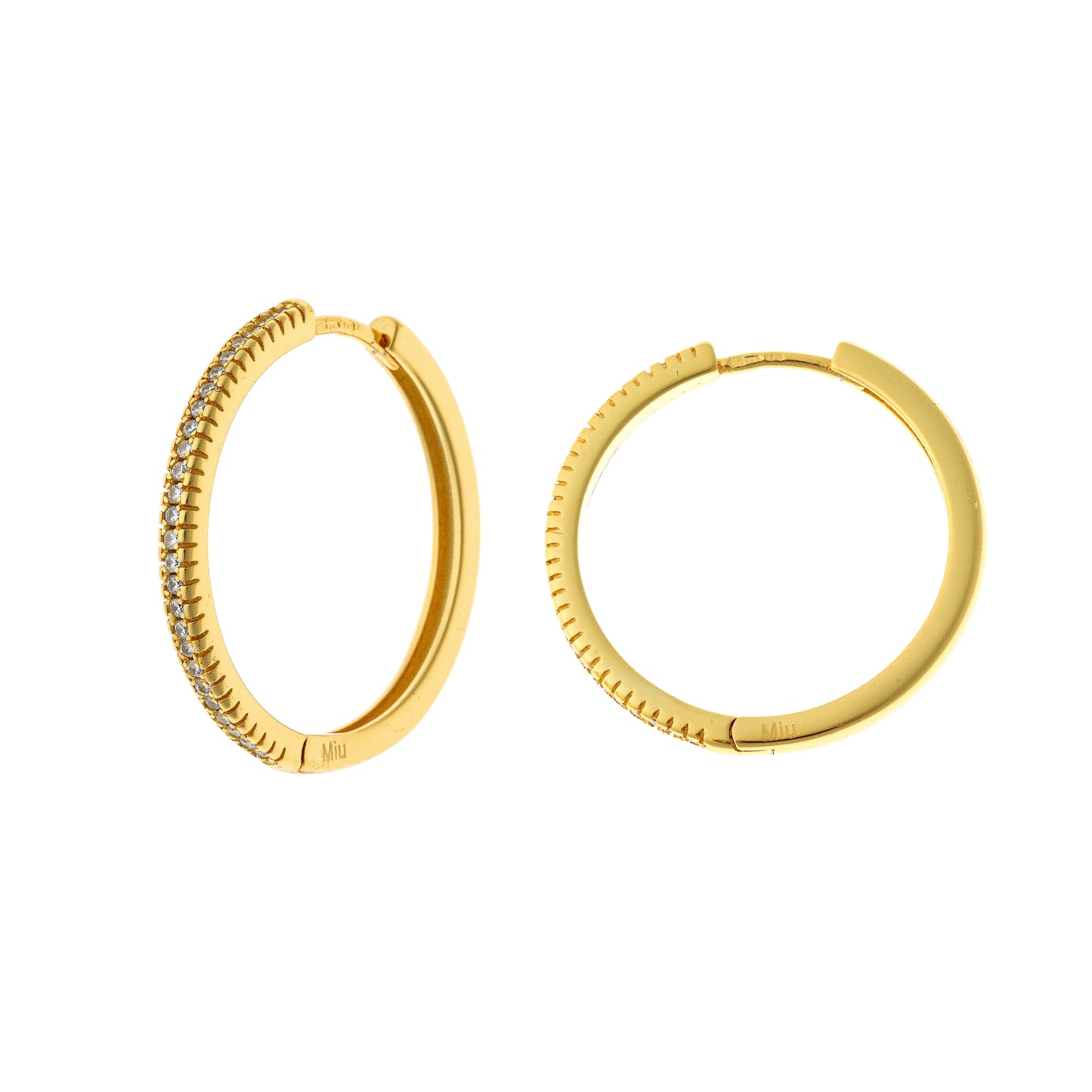 Sterling Silver Gold Plated 12 - 20 mm CZ Hoops