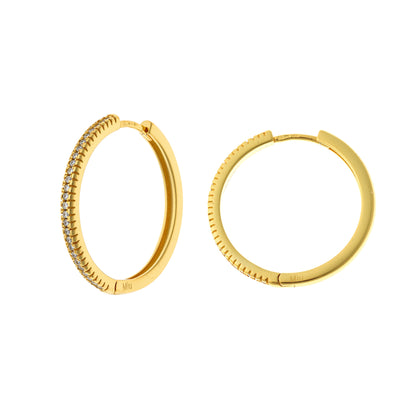 Sterling Silver Gold Plated 12 - 20 mm CZ Hoops