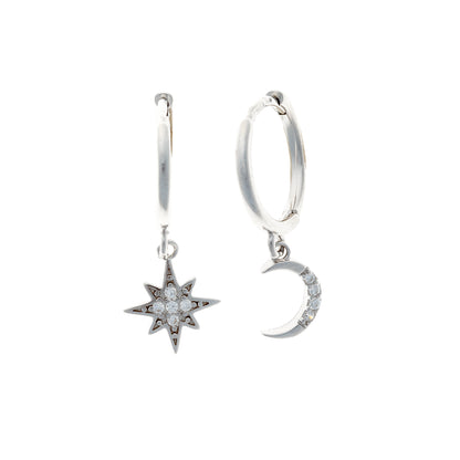 Sidabrinės rodžiuotos rinkutės "Star & Moon"