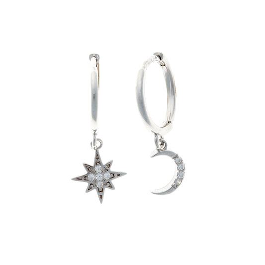 Sidabrinės rodžiuotos rinkutės "Star & Moon"
