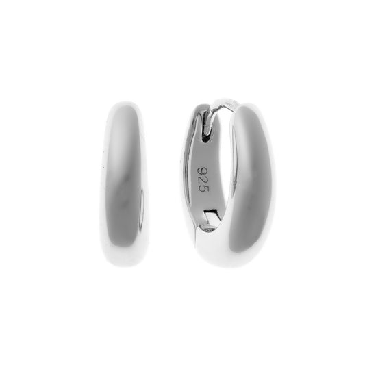 Sterling Silver Rhodium Plated Oval Hoops