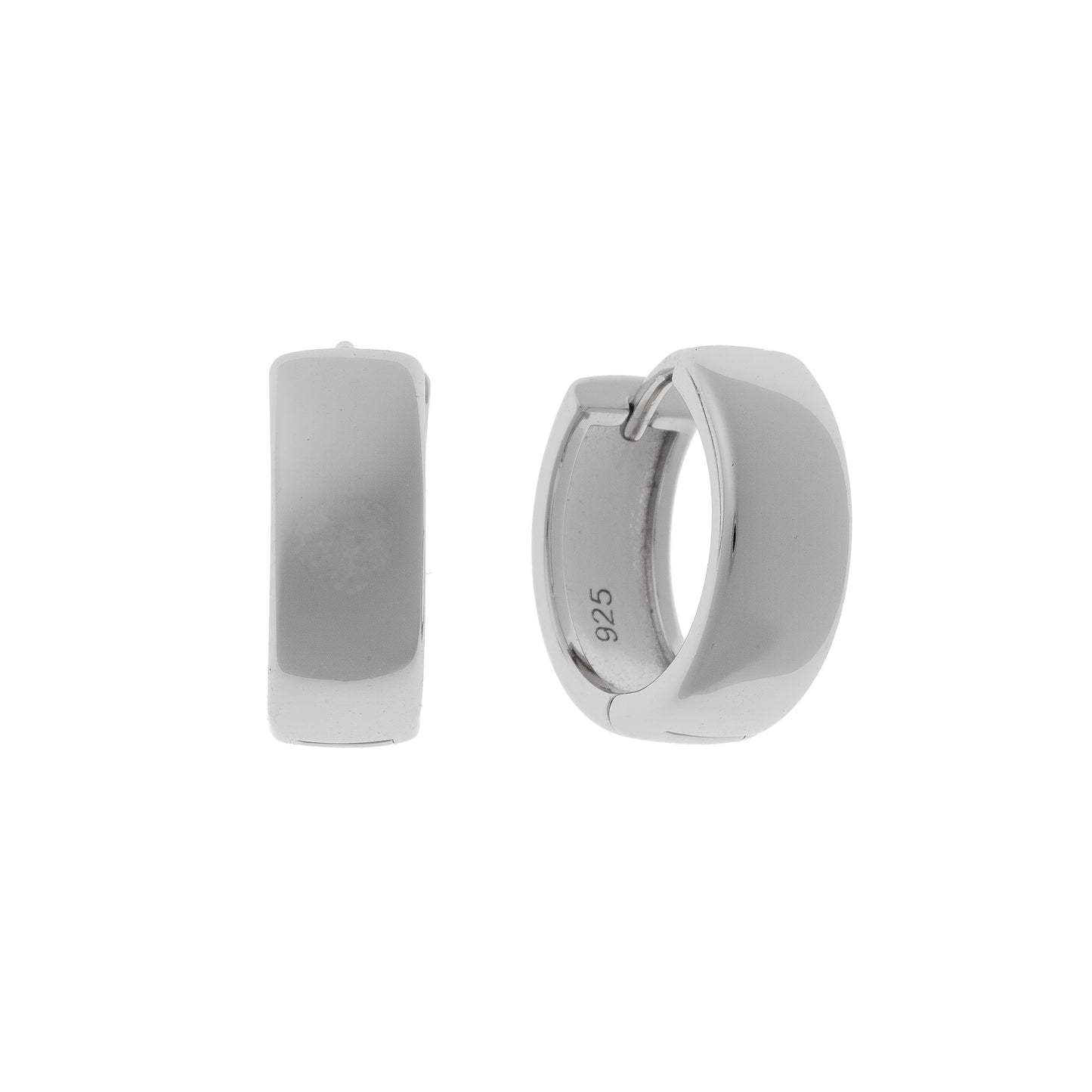Sterling Silver Rhodium Plated Wide Hoops