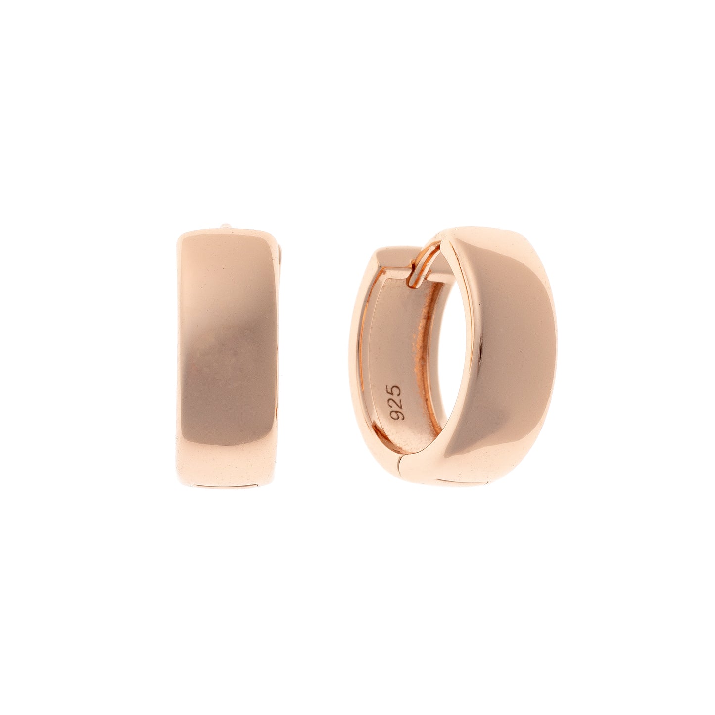 Sterling Silver Rose Gold Plated Wide Hoops