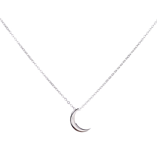 Sterling Silver Rhodium Plated Moon Necklace