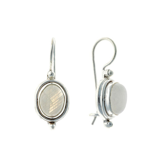 Sterling Silver Oval Moonstone Drop Earrings