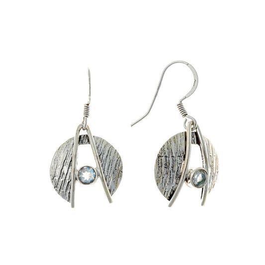 Sidabriniai kabantys auskarai su mėnulio akmeniu