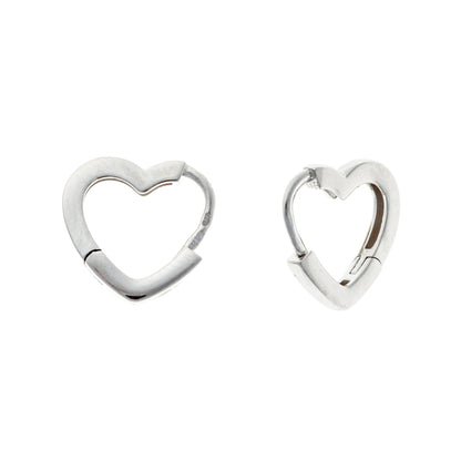Sterling Silver Rhodium Plated Heart Hoops