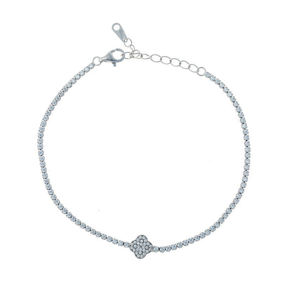 Sidabrinė rodžiuota Tennis apyrankė "Dobilas"