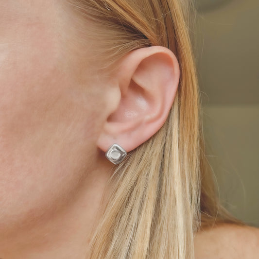 Sterling Silver Rhodium Plated Stud Earrings