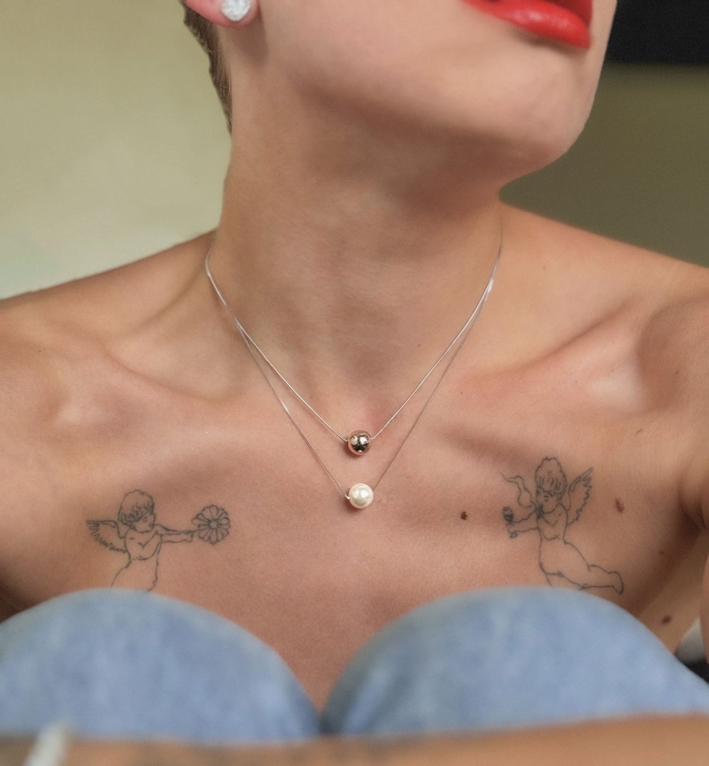 Sidabrinė koljė su perlu