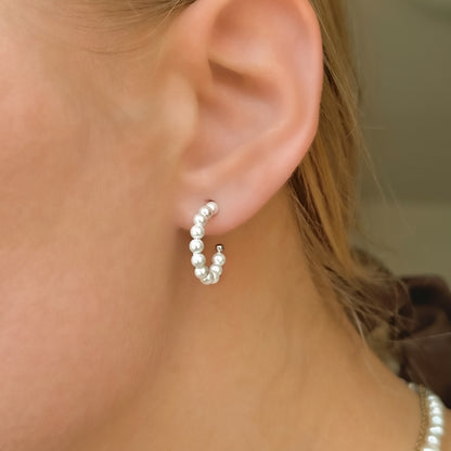 Sterling Silver Gold Plated Pearl Stud Earrings