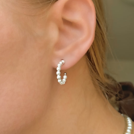 Sterling Silver Gold Plated Pearl Stud Earrings