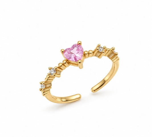 Sterling Silver Gold Plated CZ Heart Ring