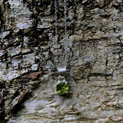 Sterling Silver Round Peridot Pendant Necklace