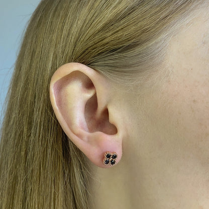 Sterling Silver Rose Gold Plated CZ Clover Studs