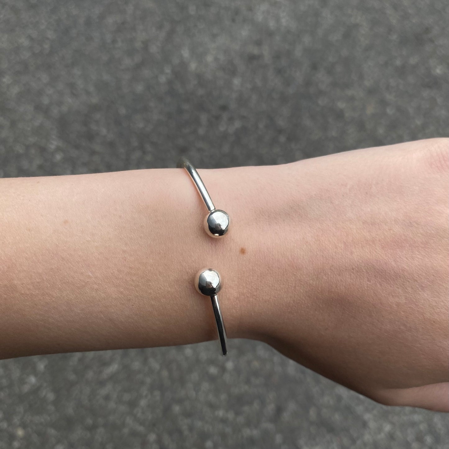 Sterling Silver Rhodium Plated Round Cuff Bracelet
