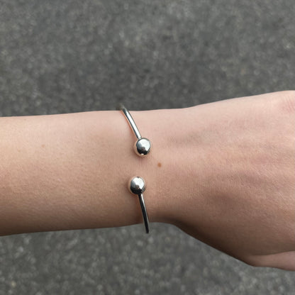 Sterling Silver Rhodium Plated Round Cuff Bracelet