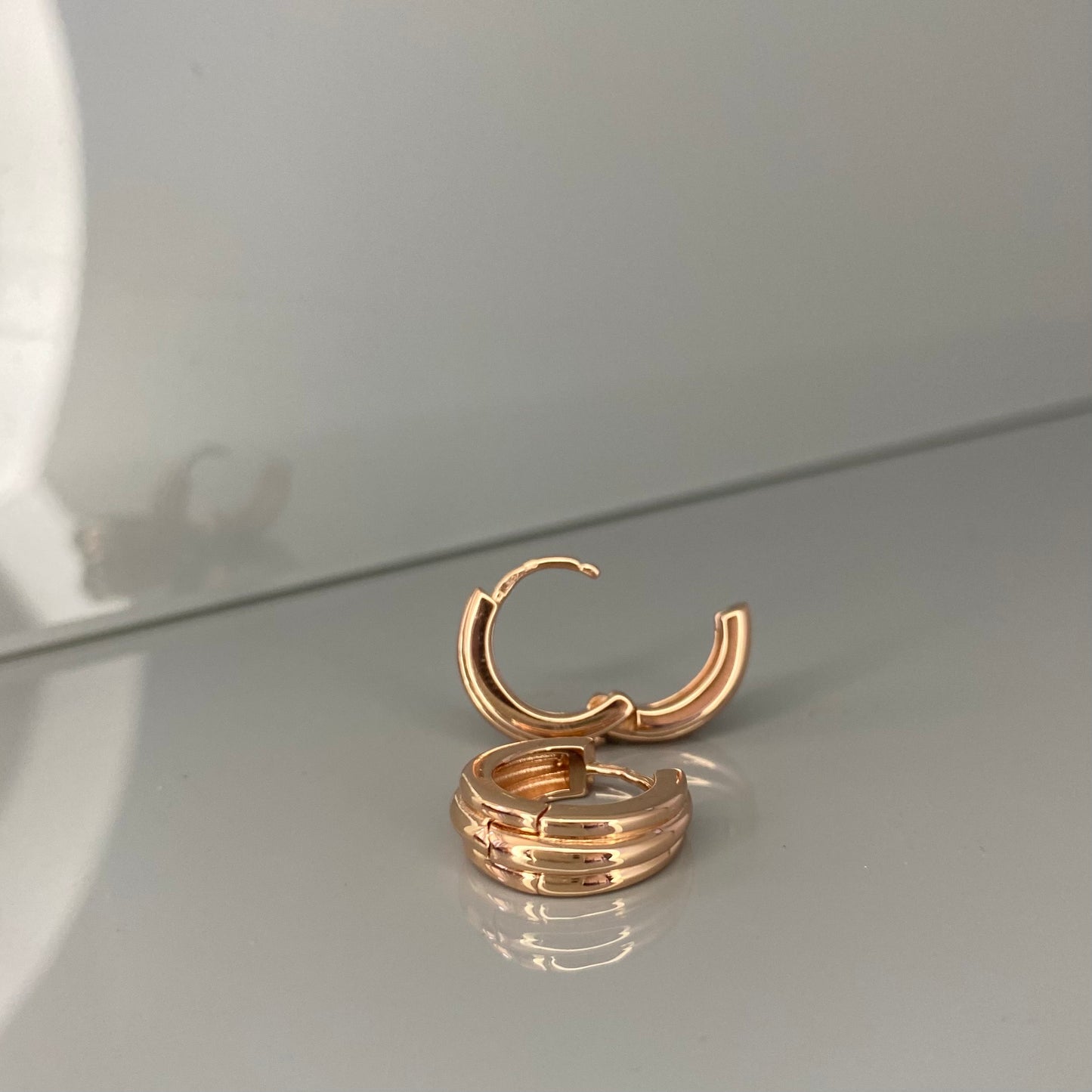 Sterling Silver Rose Gold Plated Hoops