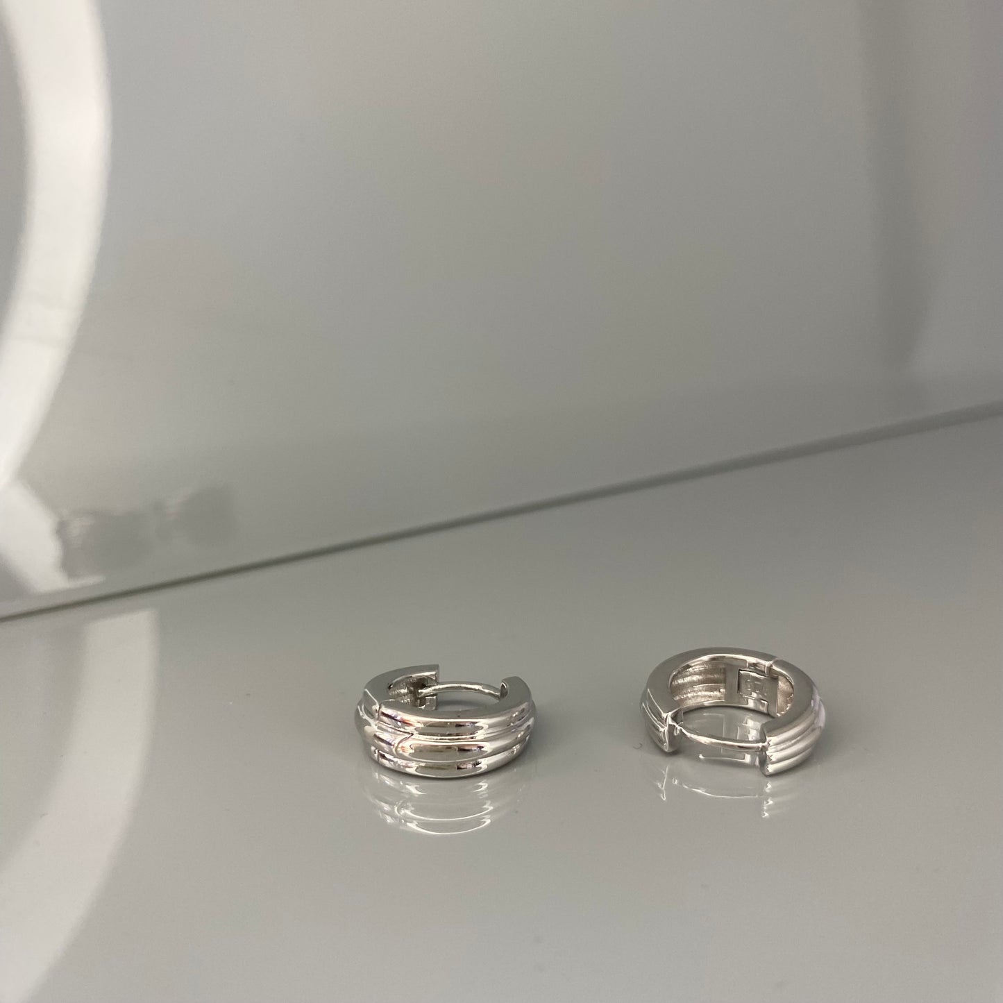 Sterling Silver Rhodium Plated Hoops