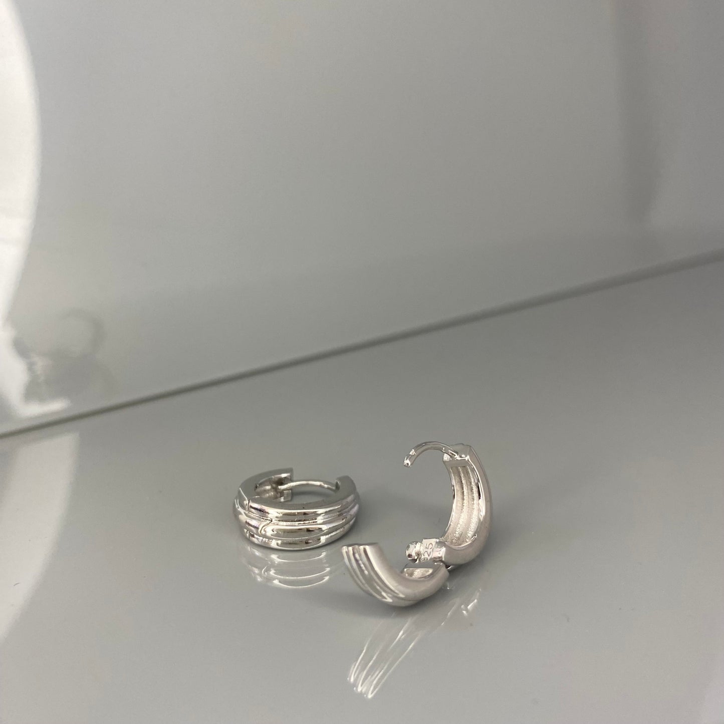 Sterling Silver Rhodium Plated Hoops