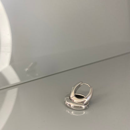 Sterling Silver Rhodium Plated Oval Hoops