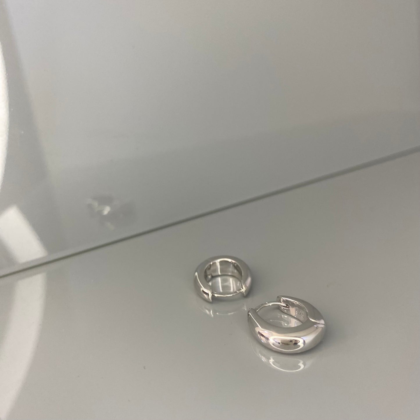 Sterling Silver Rhodium Plated Oval Hoops