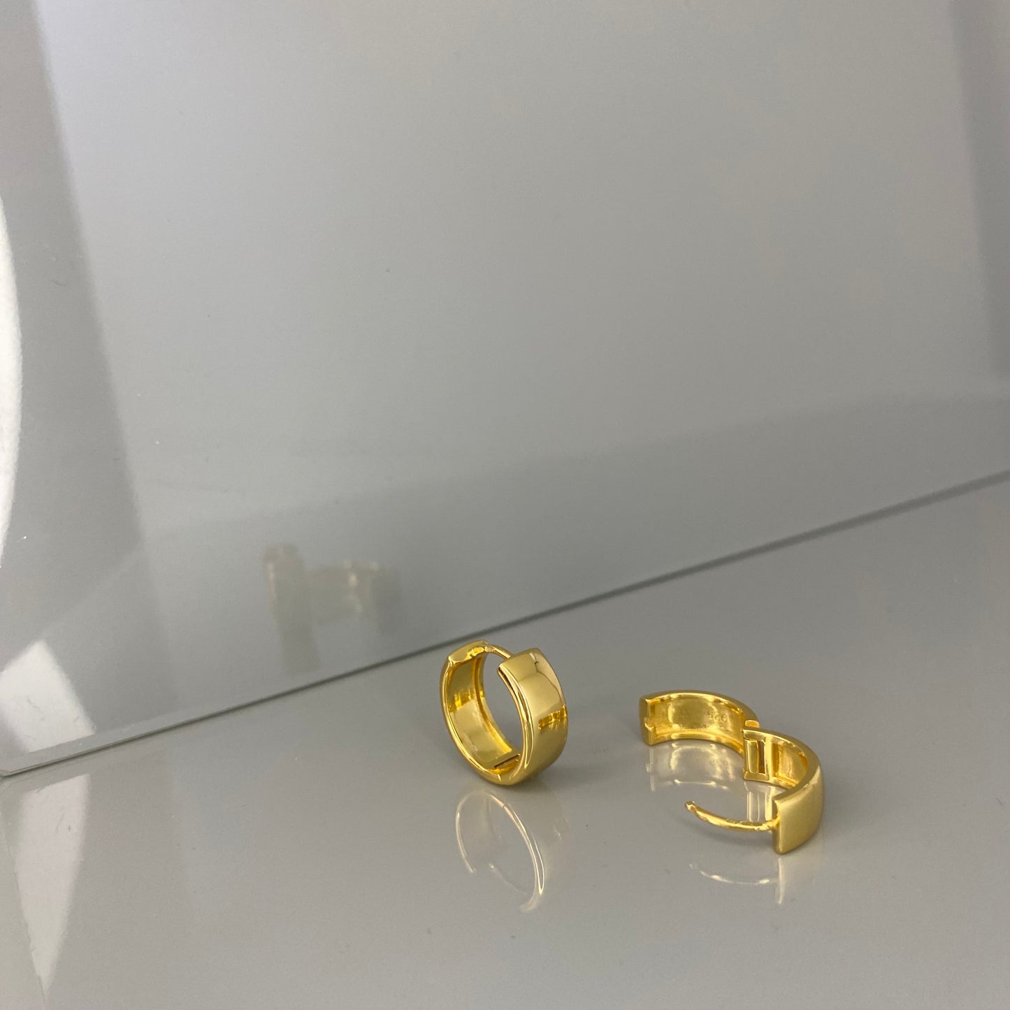 Sterling Silver Gold Plated Wide Hoops