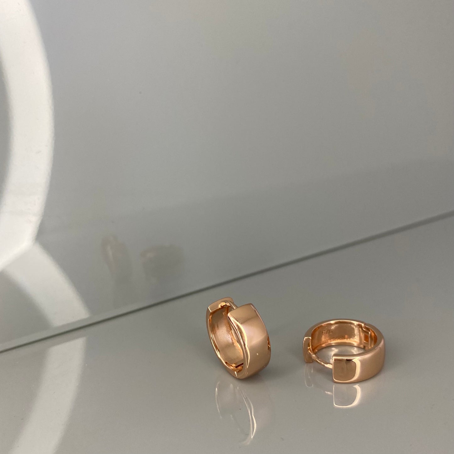 Sterling Silver Rose Gold Plated Wide Hoops
