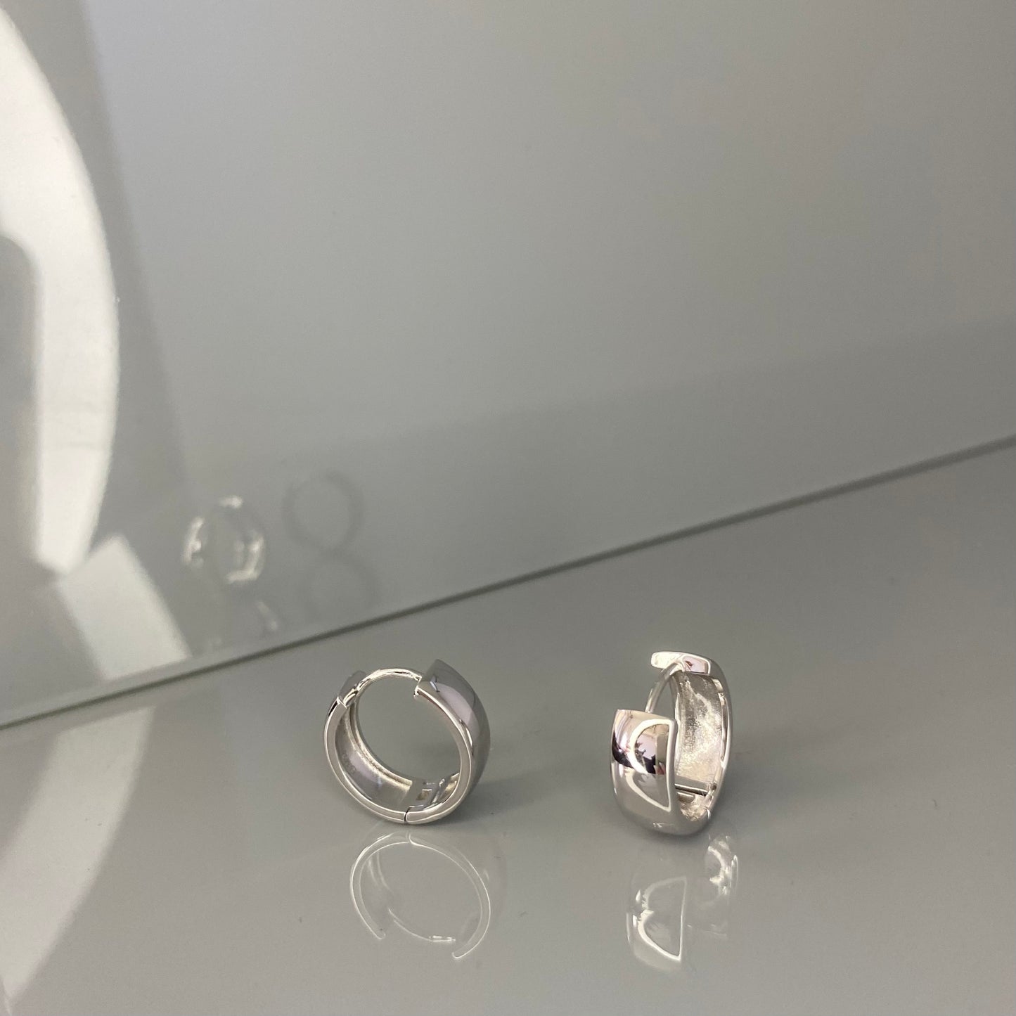 Sterling Silver Rhodium Plated Wide Hoops