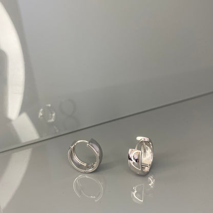 Sterling Silver Rhodium Plated Wide Hoops